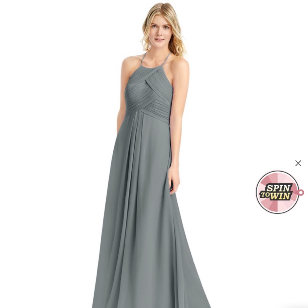 Azazie Ginger bridesmaid dress in steel grey (size A0)